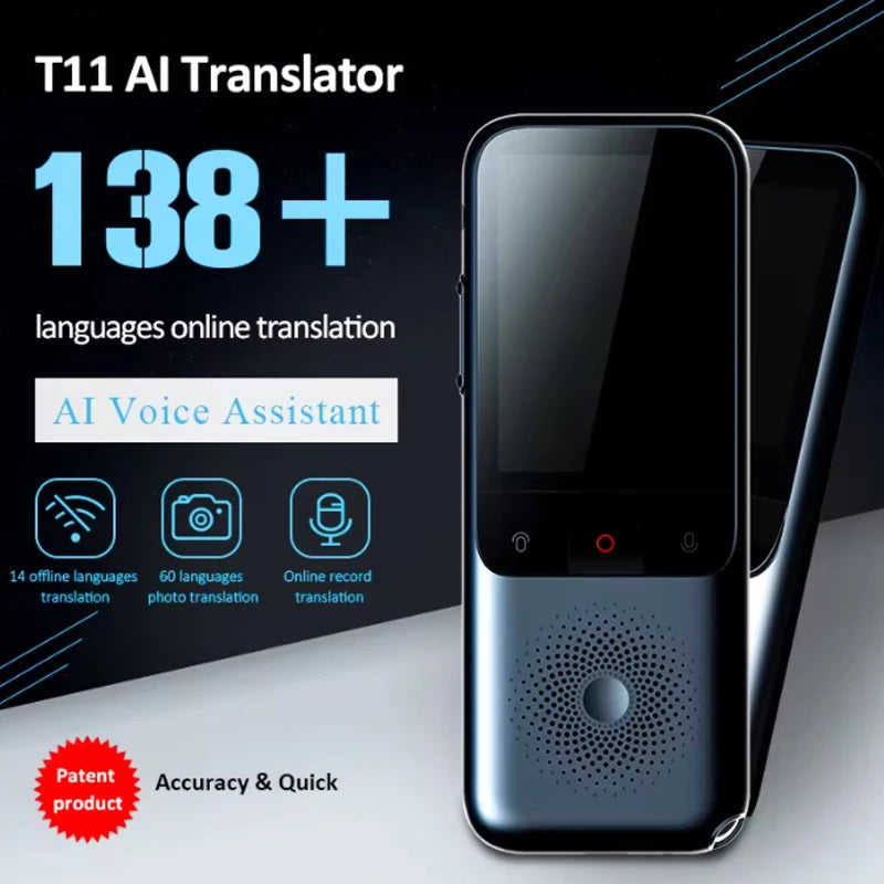 T11 Smart Translator,138 Language Portable Audio Translator Offline Real-Time Intelligent Voice AI Voice Photo Translator